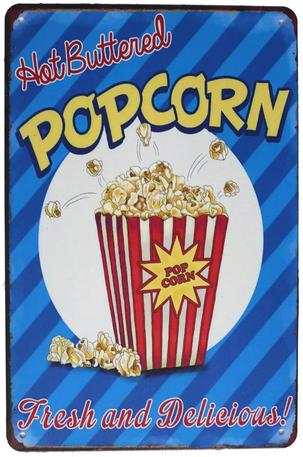 

AIDANDAN Bar Rules Tin Sign Popcorn Fresh and Delicious Old Design Tin Signs Vintage Metal Tin Signs for Wall Cafes 20 X 30 cm