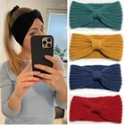 Повязка на голову женская из хлопка и кашемира, теплая, зимняя, трикотажные повязки