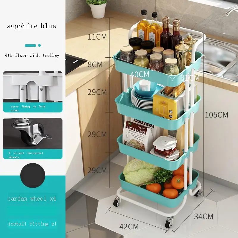 

De Home Organizer Almacenamiento Cocina Estanteria Repisas Y Estantes Trolleys Kitchen Storage with Wheels Prateleira Shelf