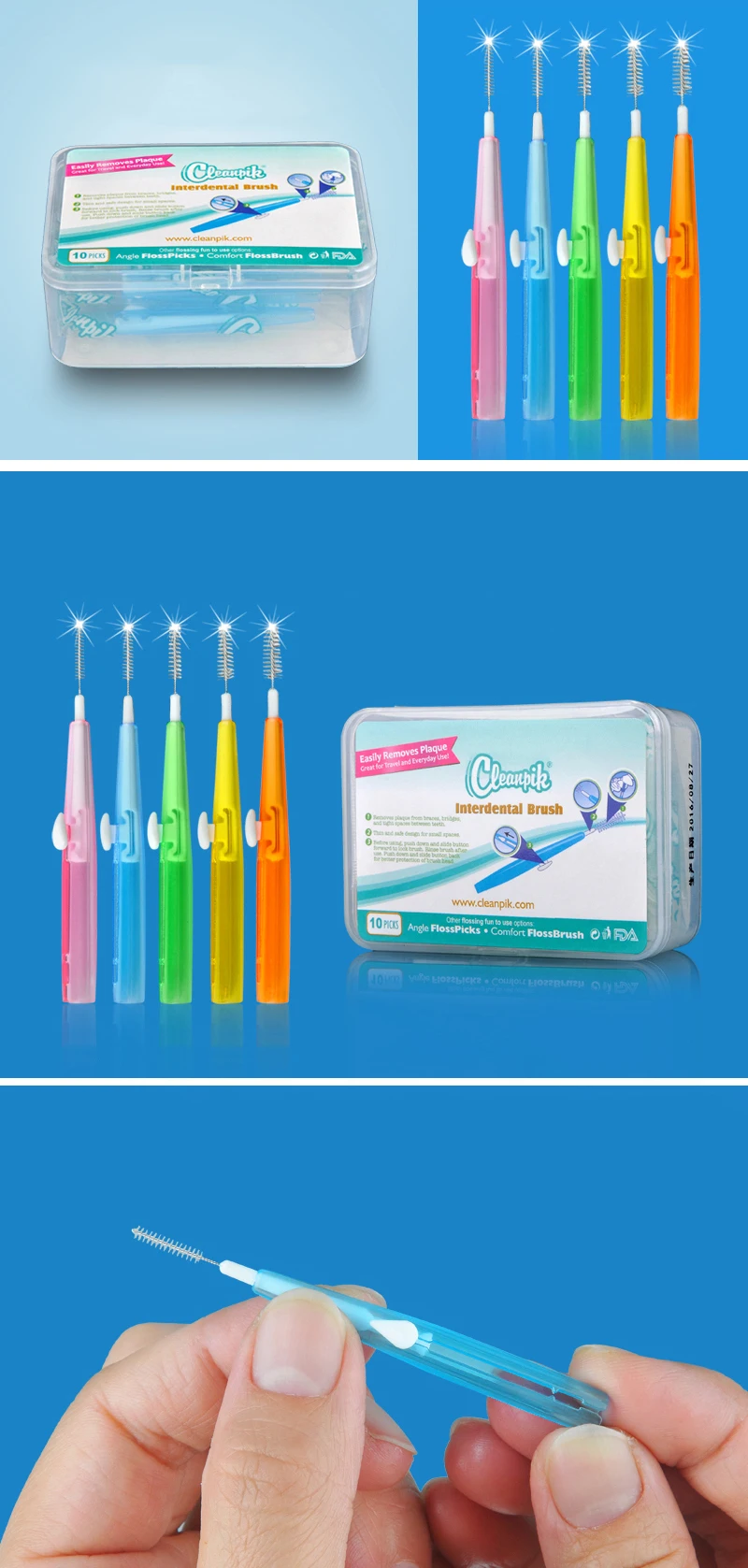 10 шт./кор. автономные прямые Ортодонтическая щеточка для ухода за межзубным