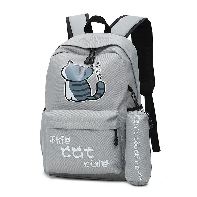 

Cute Cartoon Cat canvas women Backpack Schoolbag for Teenage Girls casual School bags Famale travel backpack bookbag 2019