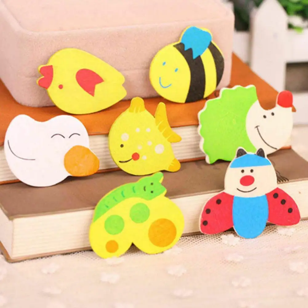 

12pcs/set Wooden Cartoon Animal Fridge Magnet Stickers Kids For Children DIY Baby Educational Toys Gifts Random Color Kids B3O0