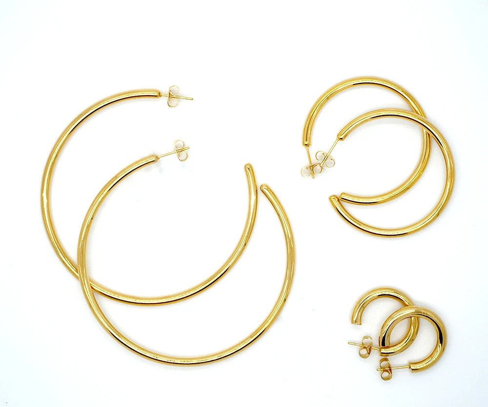 Большие серьги гвоздики из нержавеющей стали для женщин серебряные золотые 50