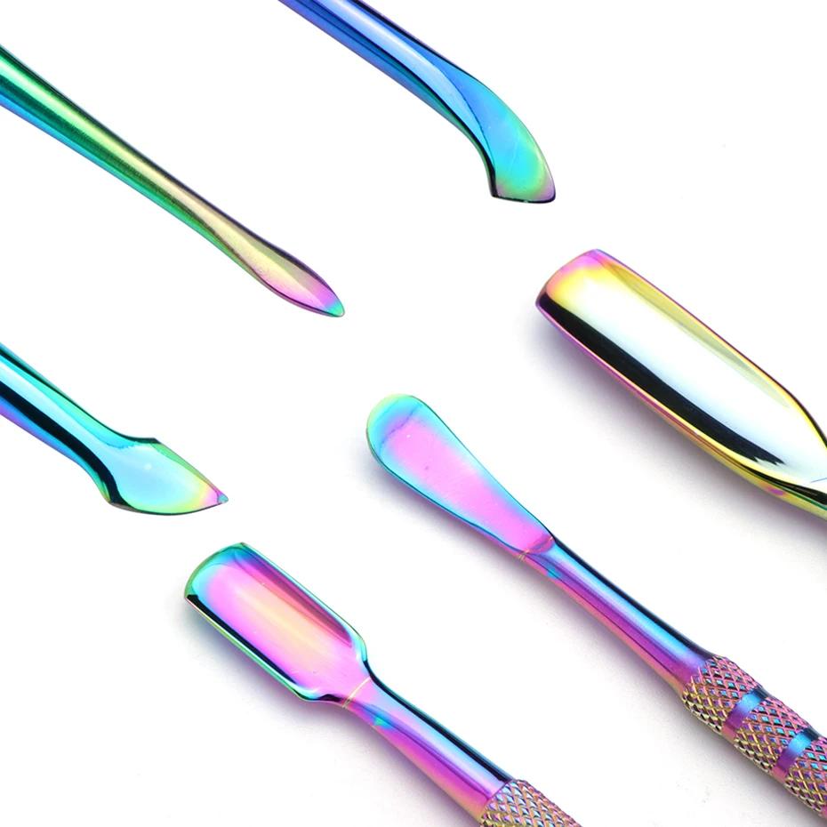 1 шт. Радужный толкатель для кутикулы ногтей двухсторонний дизайн пилки из