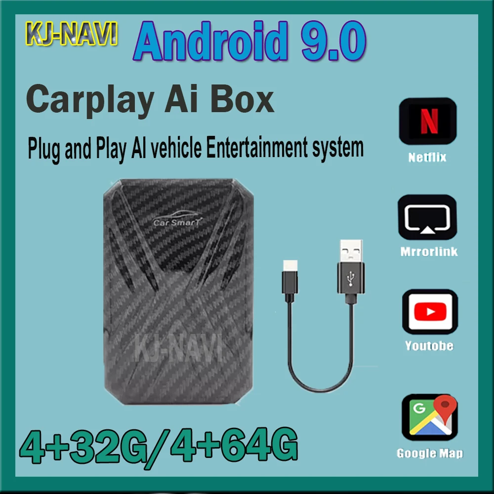 

Carplay Ai Box для Apple TV на Android 9.0, автомобильный видеоплеер, мультимедийный Mirrorlink для Benz VW Audi Tv, автомобильная приставка