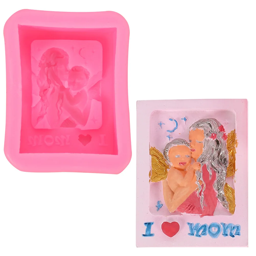 

Mother's Day I LOVE MOM Silicone Mold Mother and Child Designer DIY Clay Concrete Modeling Sculpture Epoxy Resin Mold