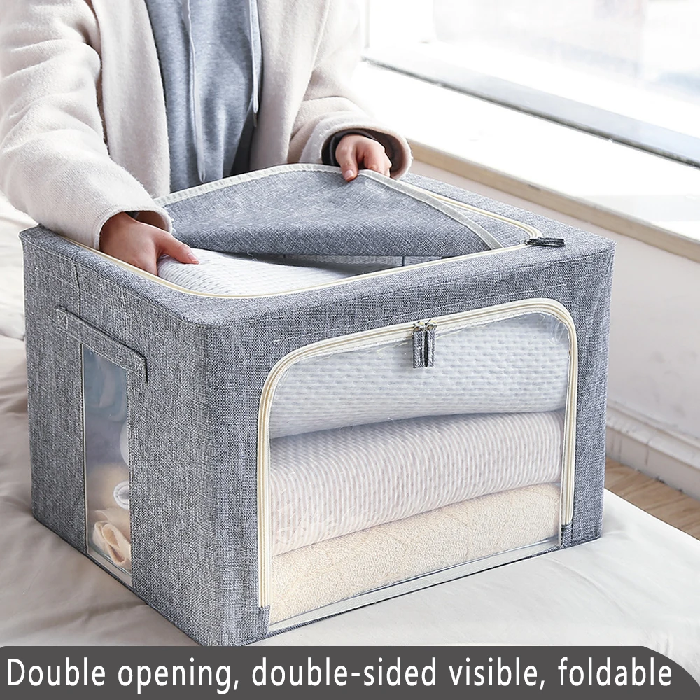 

Cotton Linen Thicken Storage Box Fabric With Cover Fold Baina Box Large Window Clothing Toys Home Storage Box Packing Bag