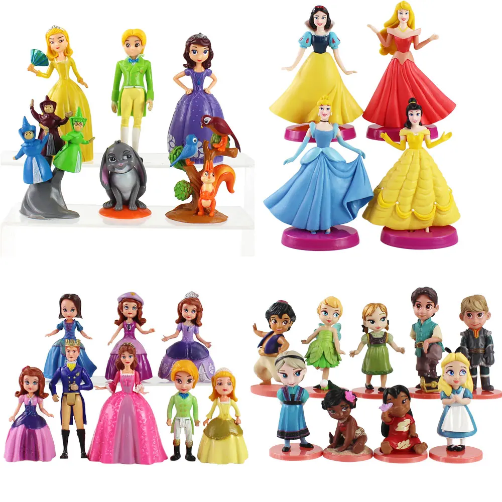 5/6/8pcs Cartoon Princess Action Figures Amber Prince James Hildegard King Queen Model Toys