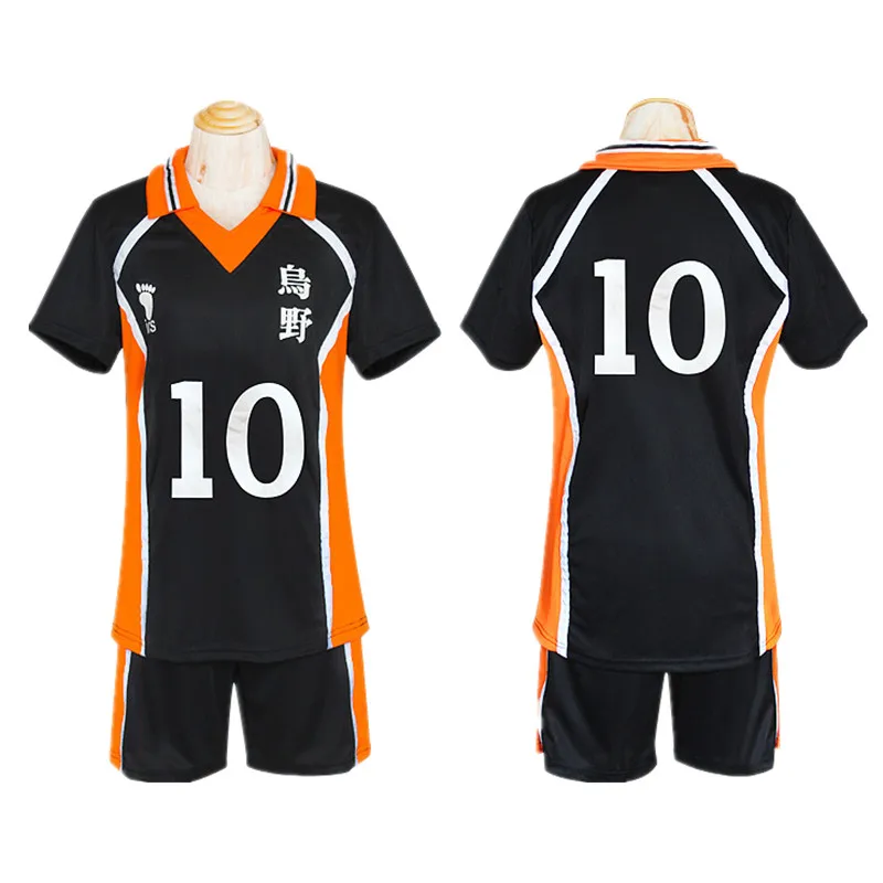 Аниме Haikyuu Shoyo Hinata Karasuno школьный Косплей Костюм No 10 волейбольное Джерси с коротким