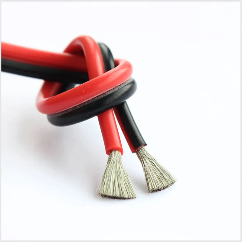 Красный черный силиконовый провод 2 ядра Ультра мягкий 22 20 18 16 14 12AWG для LDE силовой