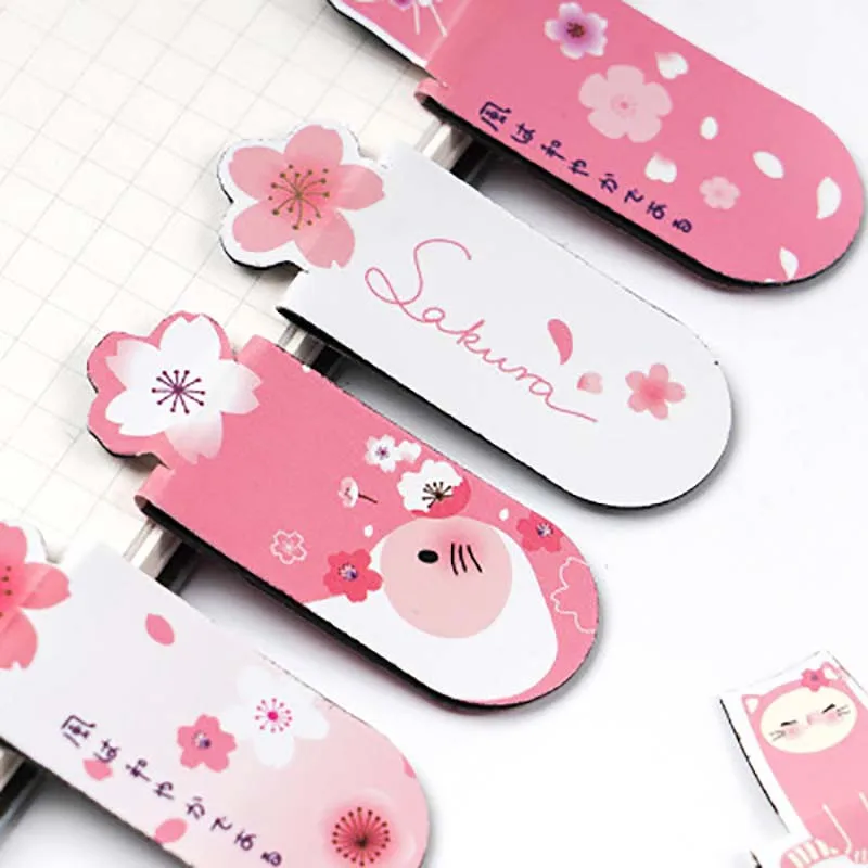 

1 Set Fresh Cactus Sakura Unicorn Magnetic Bookmarks Books Marker of Page Student Stationery School Office Supply