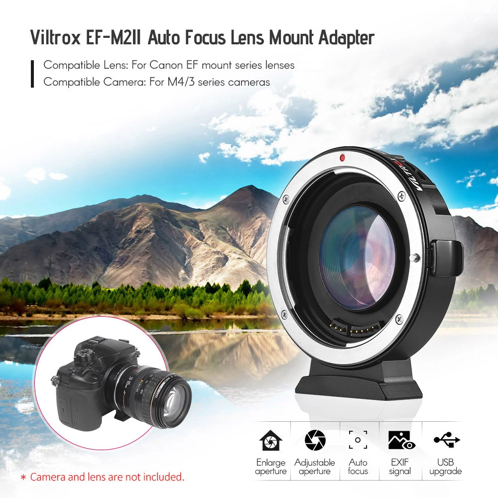 Viltrox EF-M2II объектив для Canon EF M43 камера GH4 GH5 GF6 GF1 AF Автофокус EXIF 0.71X уменьшение