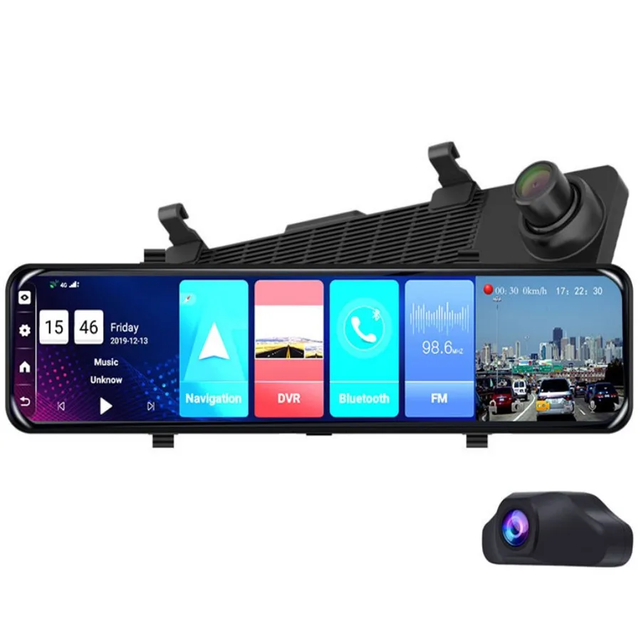 12 Inch 4G Car Mirror Android 8.1 Dvr Dash Camera 1080P Dual Wifi GPS Navigation ADAS Remote Video Surveillance |