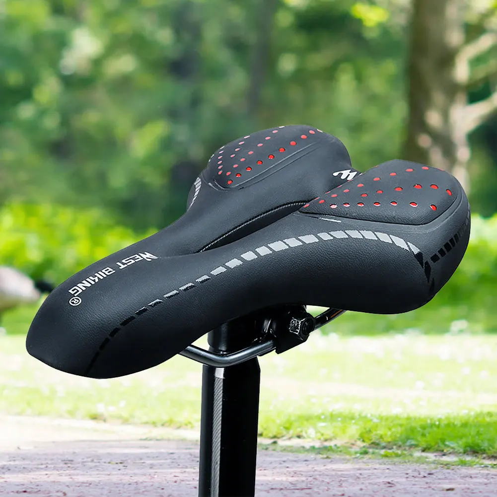 

Bicycle Saddle Men Women Mountain Road Sponge Bike Cushion Shockproof Soft Thickened Hollow Breathable Cycling Seat Equipment
