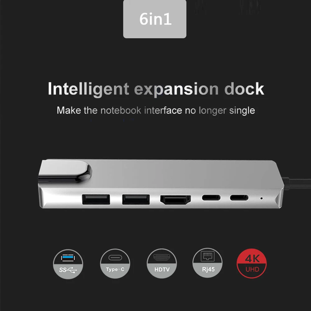 USB разветвитель Мульти C концентратор USB3.0 4K HDMI совместимых с 5/6in1 3 0 2 RJ45 Ethernet порт PD