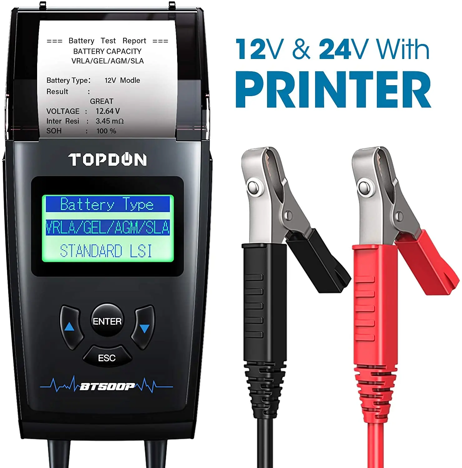 Автомобильный Батарея Тесты er 12V 24V TOPDON BT500P с аккумулятор для принтера нагрузки