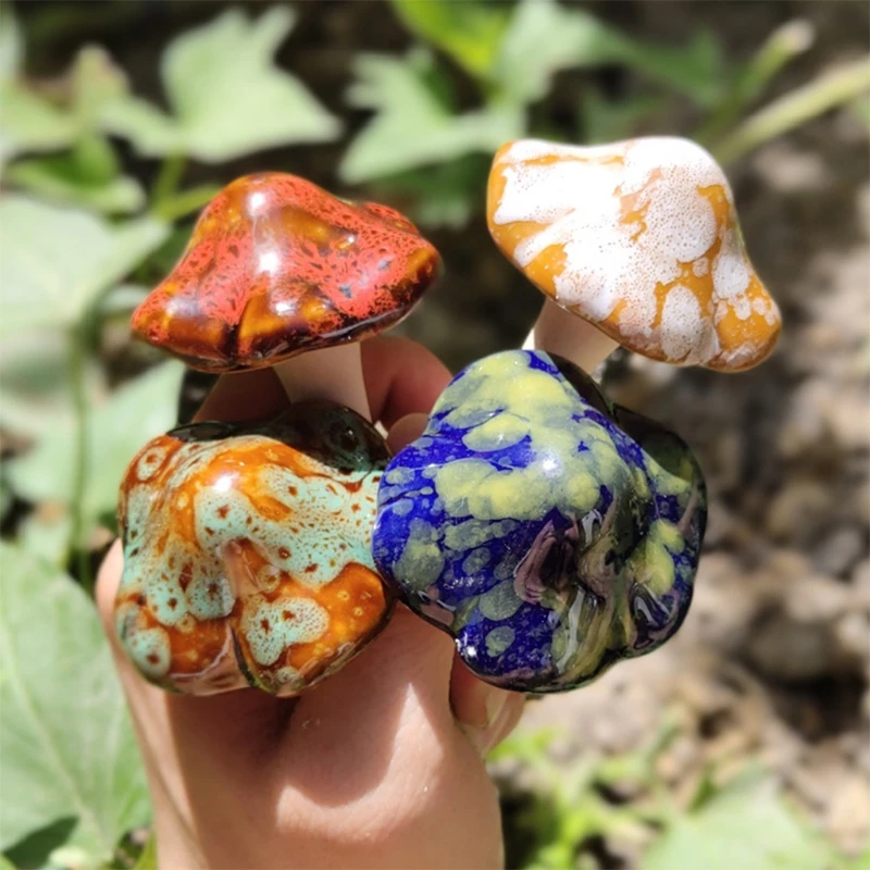 

Garden Mushrooms - Ceramic Mushroom for Yard, Fairy Garden Stakes Lawn Ornament