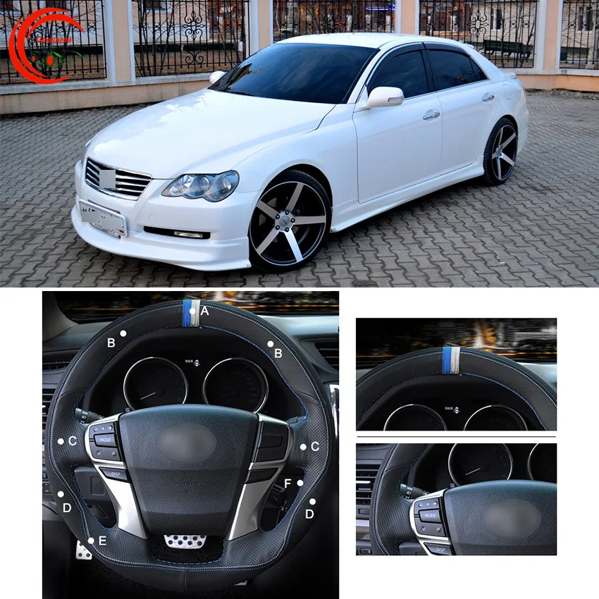 Для Toyota Mark X 2009-2019 Черная кожа чехол рулевого колеса автомобиля Сделай Сам Ручная