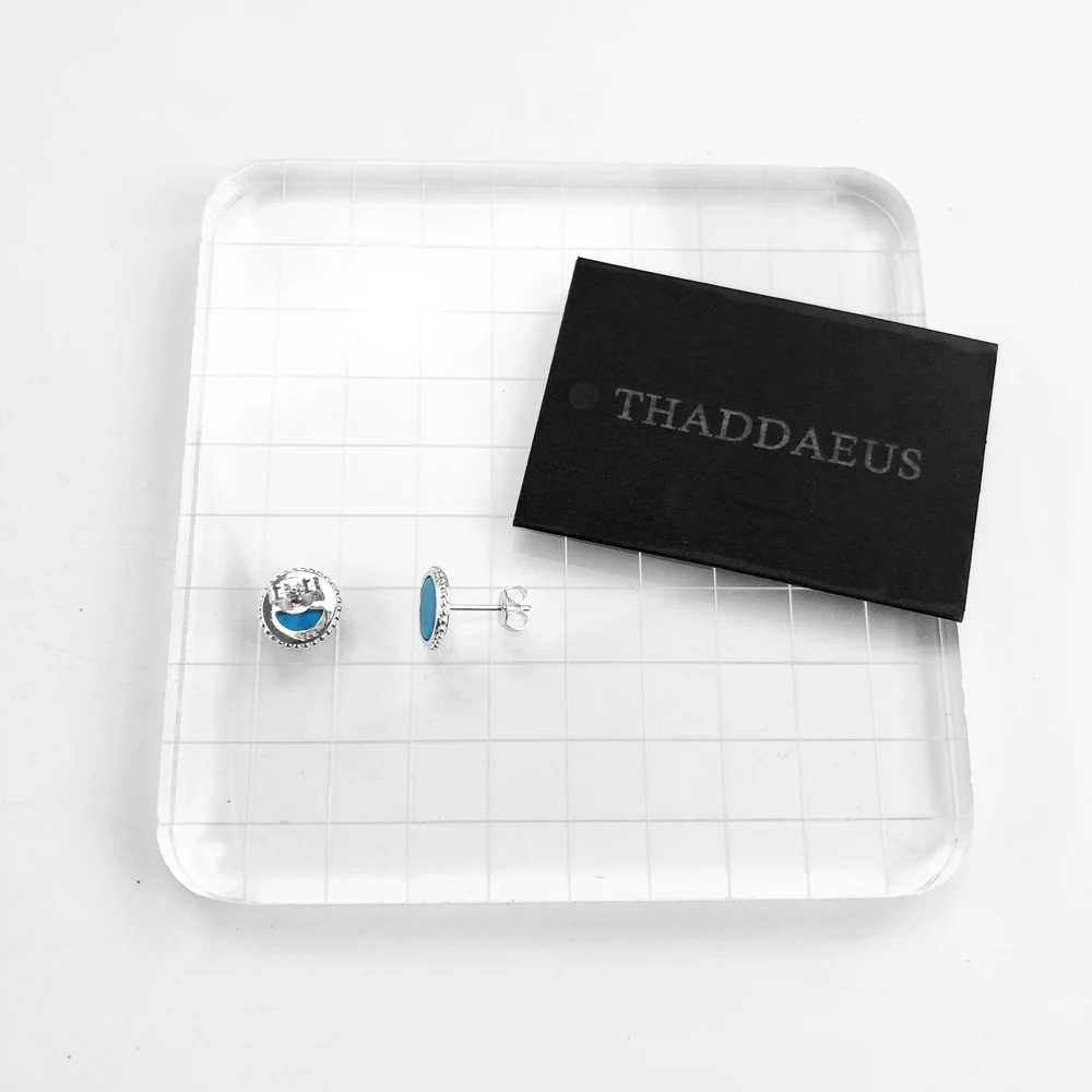 Серьги гвоздики с голубым камнем блестящие Модные хорошие ювелирные украшения