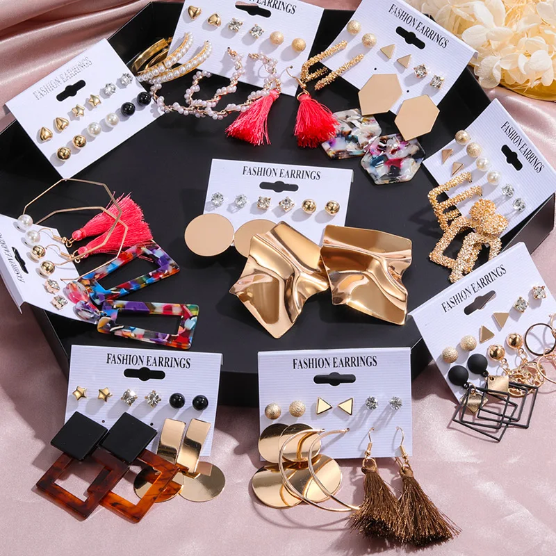 Набор серег из нержавеющей стали для женщин набор жемчуга и акрила в стиле ретро