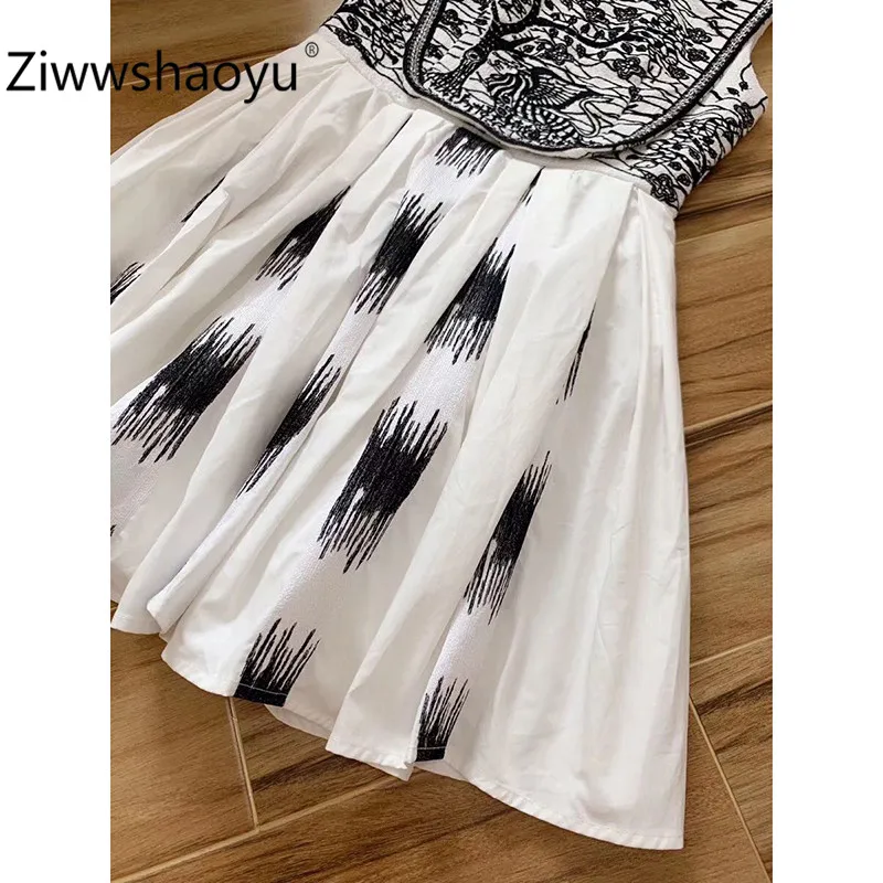 Ziwwshaoyu модное осенне-зимнее хлопковое платье с вышивкой животных Женское шерстяное платье с твидовым сетчатым подкладом мини-платья