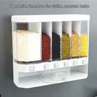 6 in1 wall mount seperated cereal dispenser rice grain box organizer kitchen storage candy bean grain metering food storage box
