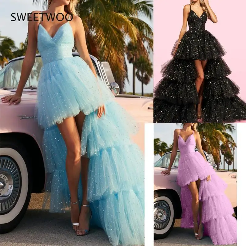 

Pink Prom Summer Women Mess Dresses Long Sleeve Off The Shoulder Gauze Princess Vestido 2021 Ball Gown Formal Evening Party Robe