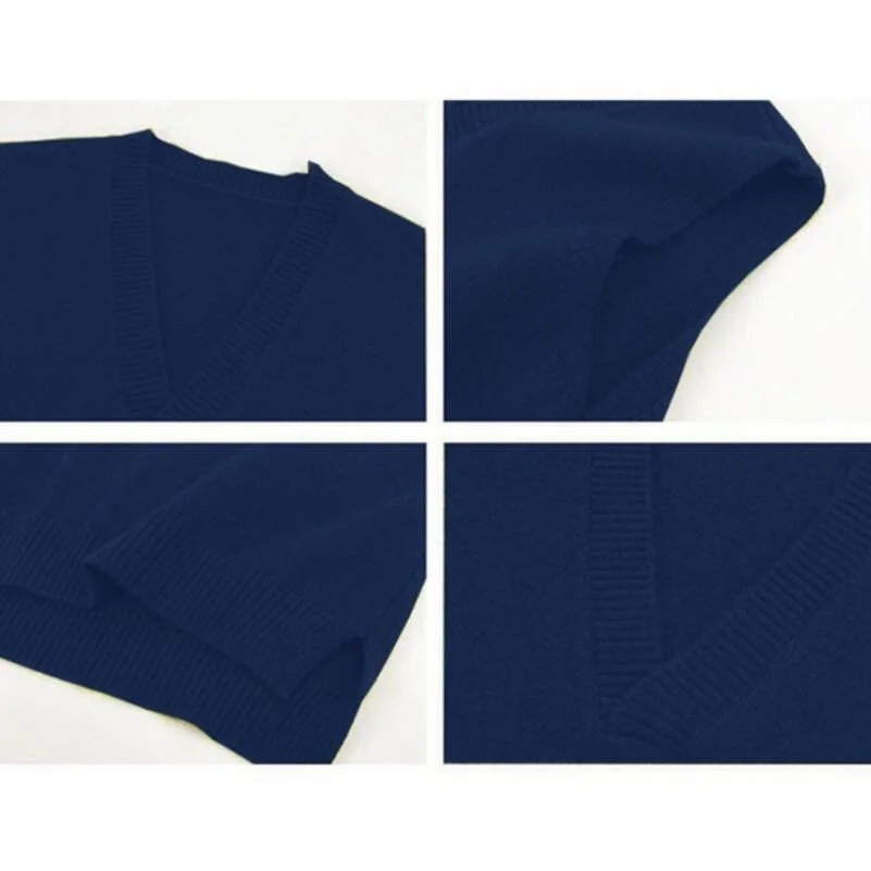 

2021 Autumn Winter Korean Women Knitted Sweater Sleeveless Women Loose Vest Ladies V-Neck Pullover Tops Teenager Girls Waistcoat