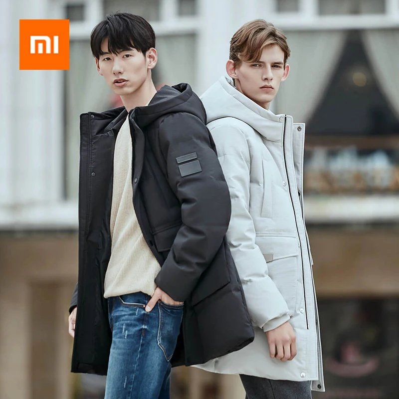 Xiaomi Mijia Youpin 90 очков мужская замшевая текстура с капюшоном средней и длинной секции пуховик уровень 4 водоотталкивающий