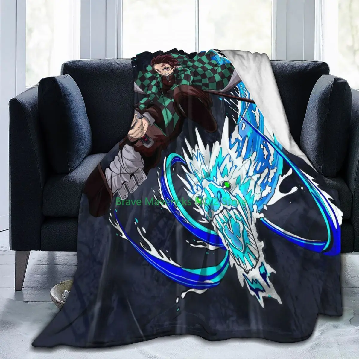 

BDemon Slayer Tanjiro Kamado Throw Blankets Anime Flannel Blanket