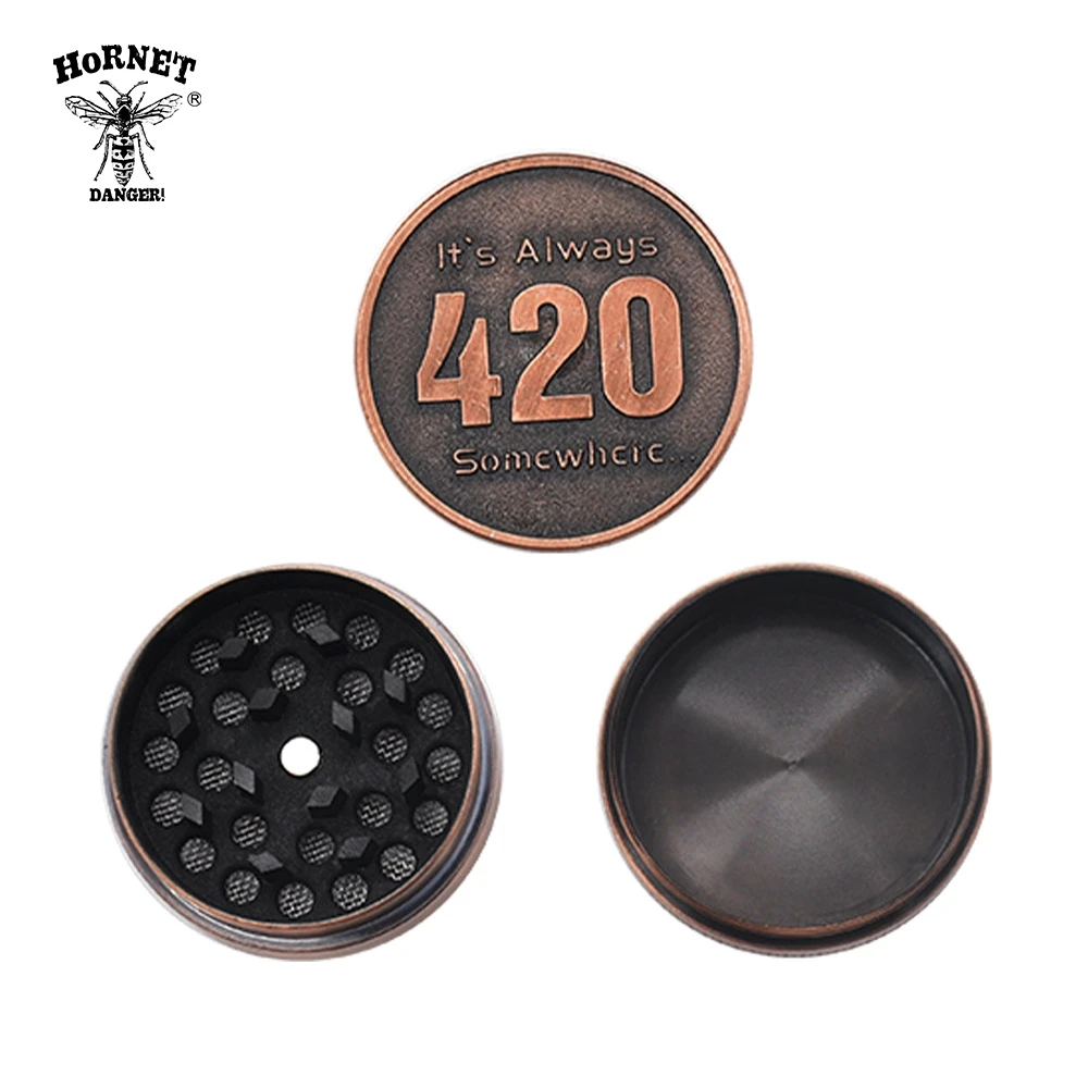 

HORNET 40MM 3 Pipe Zinc Alloy Mini Tobacco Grinders Metal Vintga Herb Grinder with Pollen Catcher Pepper Miller Accessories