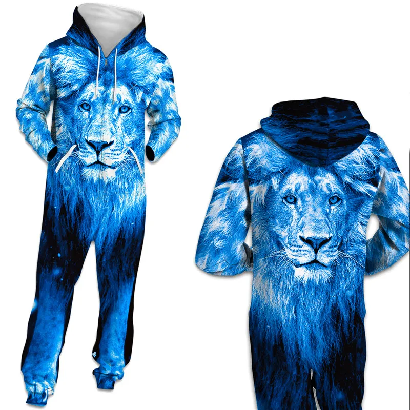 Хэллоуин для женщин и мужчин Толстовка с капюшоном принтом льва карманами