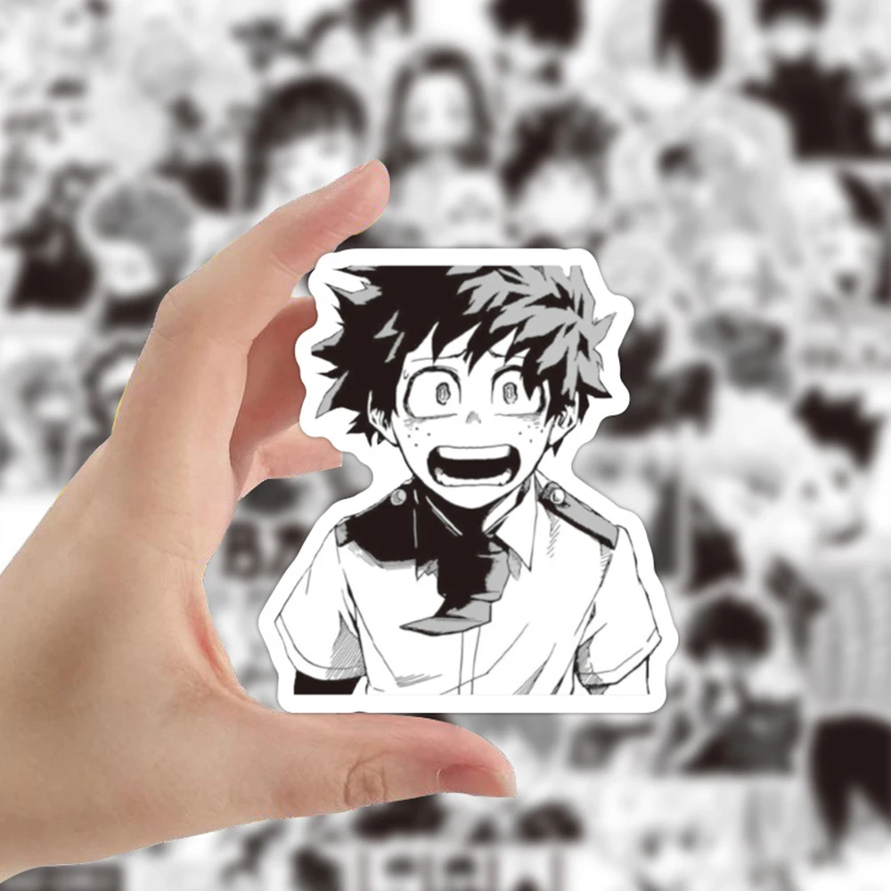 103050pcs anime character stickers black and white japan anime summary diy skateboard repeatable luggage car sticker kids toys free global shipping