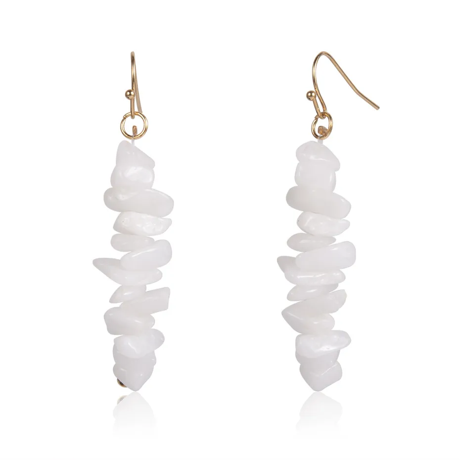 White Color Корейские уникальные каменные висячие серьги Brinco женские массивные Свадебные милые длинные висячие серьги с кисточкой из бисера подарок на фестиваль - Окраска металла: White Color