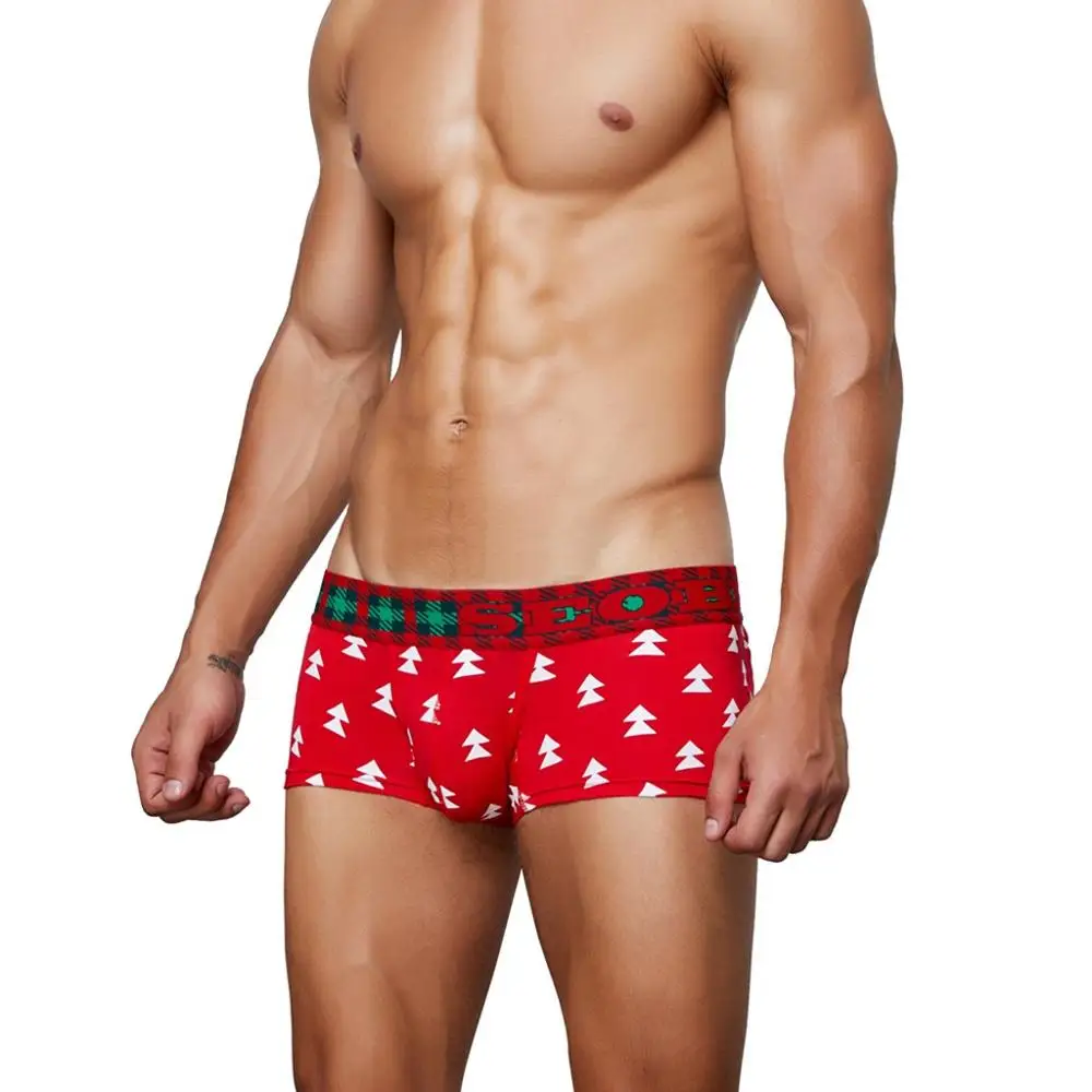 Новогоднее Мужское нижнее белье рождественские дышащие оригинальные мужские