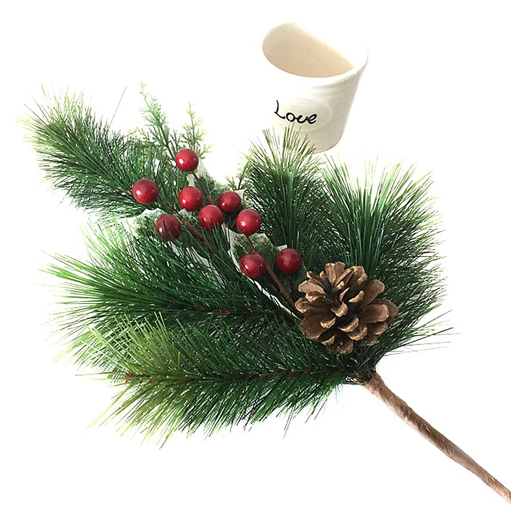 Новогодняя имитация ягод короткая ветка праздник сосновая игла башня