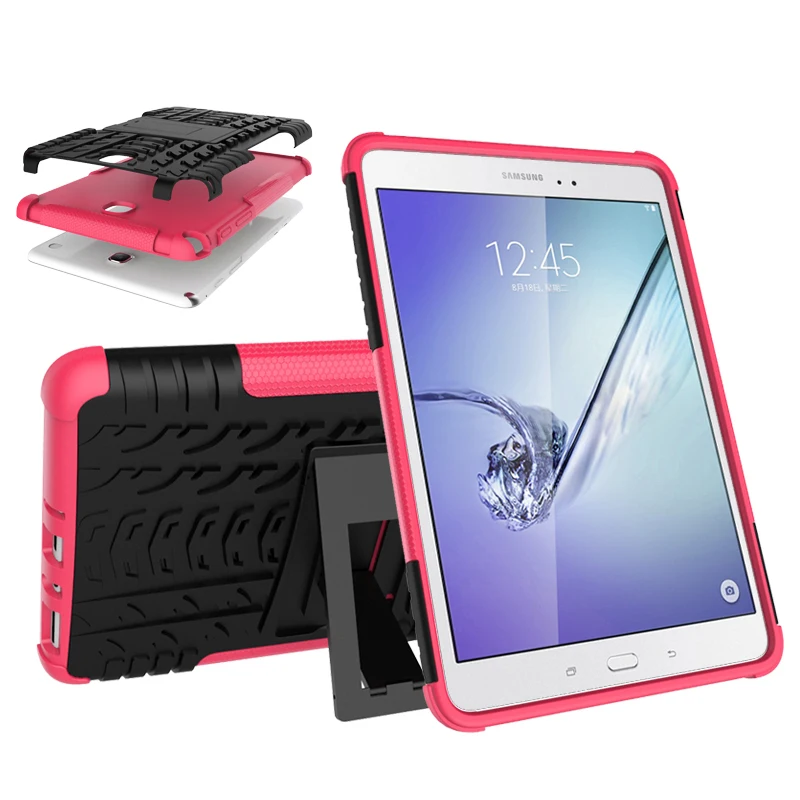 Розово-красный Для Samsung Galaxy Tab A 8,0 SM T350 T355 P350 P355 8 ''чехол TPU+ PC пластик Гибридный Duty армированный Жесткий Чехол ударопрочный задняя крышка - Цвет: Розово-красный