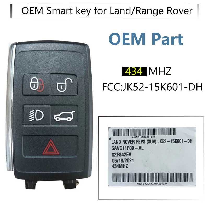 

CN004037 4+1 Button OEM Smart Remote key Fob for Land Range Rover Keyless Entry 434MHz HITAG PRO Part No PEPS(SUV)JK52-15K601-DH