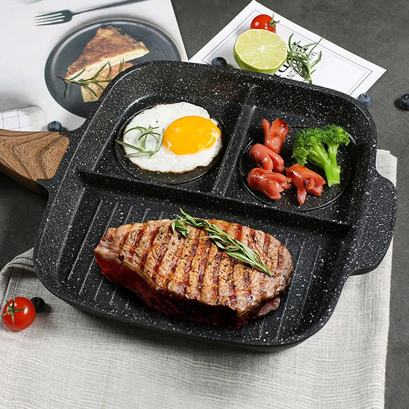 3 в 1 разделенная сковорода для завтрака антипригарная секции разделенный гриль