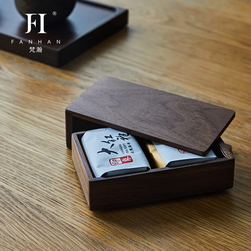 

Tea box Japanese-style wooden travel portable bag with two bubbles