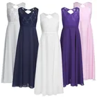 Шифоновое кружевное платье с цветочным принтом для девочек