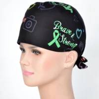 unisex scrub caps for men and womenscrub cap in black with hearts and stethoscope prints3 sizes