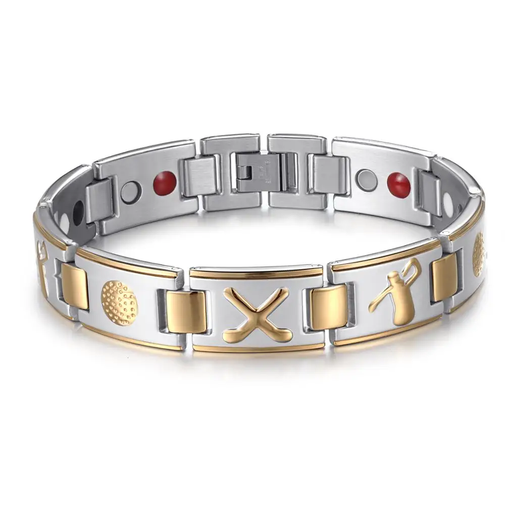 Welmag new fashion therapy bracelets for unisex stainless steel gold charm magnetic bracelet health care jewelry gift | Украшения и
