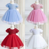 3 8 years princess dress sequin party chidlren clothes flower girls wedding evening lace ball gown elegant kids dresses for girl
