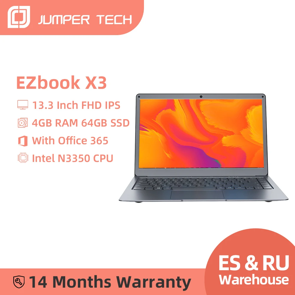 Jumper EZbook X3 Intel 4/8GB 64/128/256GB Laptop 13.3 Inch 1920*1080 IPS Screen 2.4G/5G WiFi Computer Win 10 Notebook - купить по