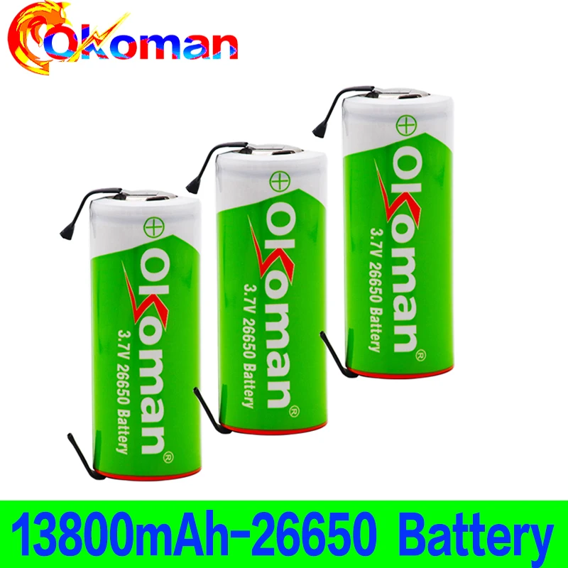 100% оригинальная литиевая аккумуляторная батарея 26650 3 7 в 13800 мАч для