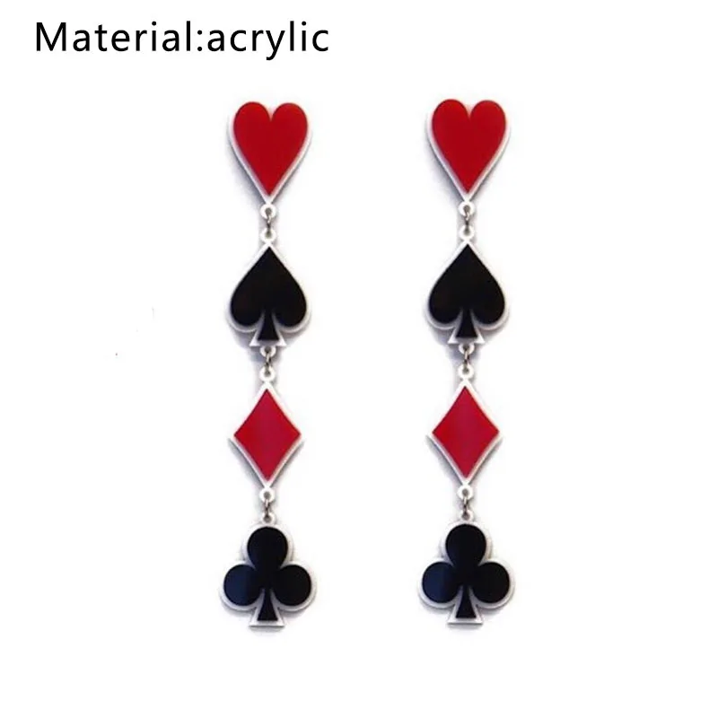 Модные Акриловые Длинные серьги Cpop креативная покерная форма большие