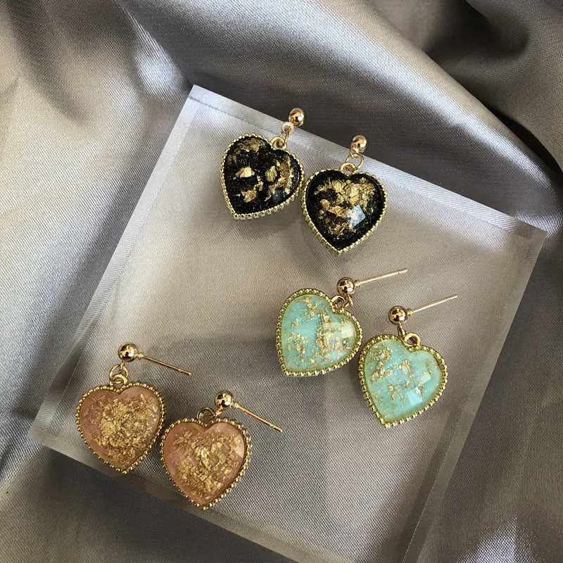 

Earings Fashion Jewelry 2021 Crystal Gold Foil Earrings Female Super Fairy Retro Personality Korean Style Temperament All-match