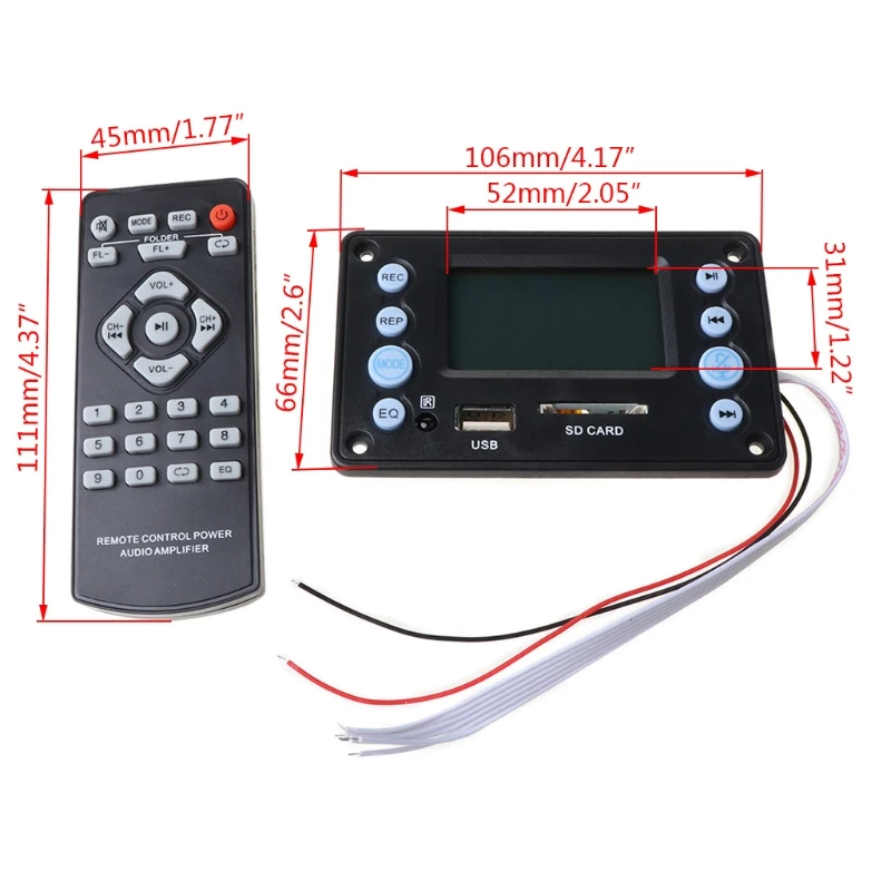 

DC 5V 4.0 MIC Recording Port Bluetooth MP3 Decoder Board Module USB SD WAV WMA APE FLAC FM with Remote control