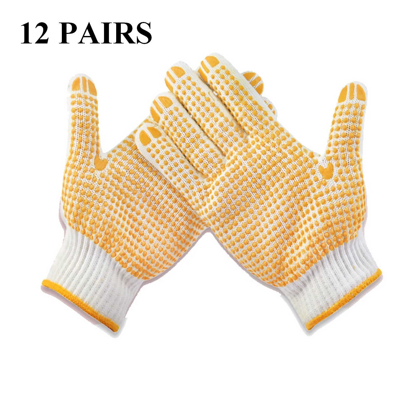 

12 Pairs Anti-static Stripes Slip-proof Gloves Cotton Gloves with Rubber Dimples Thick Electronic Factory Working Gloves